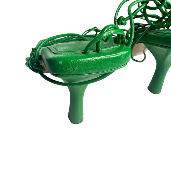 ZARA TIE STRAP HEELED SANDALS Faux Leather Strappy Ankle Lace Up‎ US 7.5 EU 38 - Picture 8 of 14